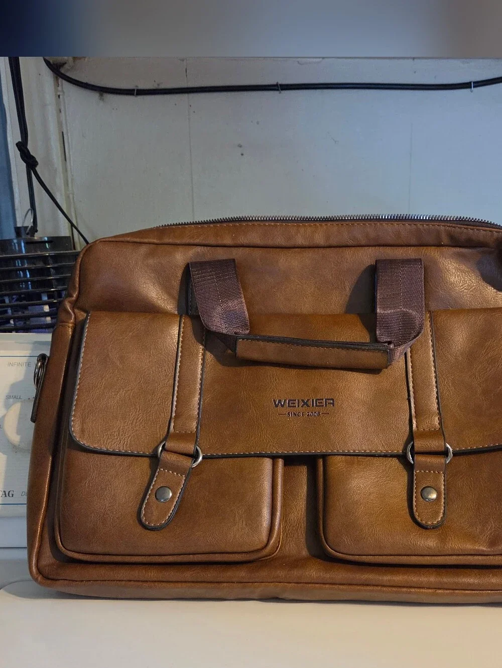 Men’s Leather Top-Handle Bag in Brown